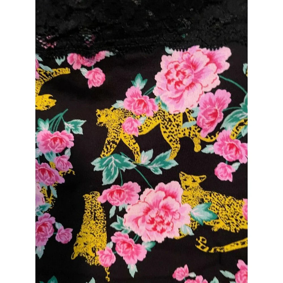 Torrid 1/XL Black Floral & Cheetah Print Scallop Lace Waistband Cheeky Panties - Picture 5 of 6